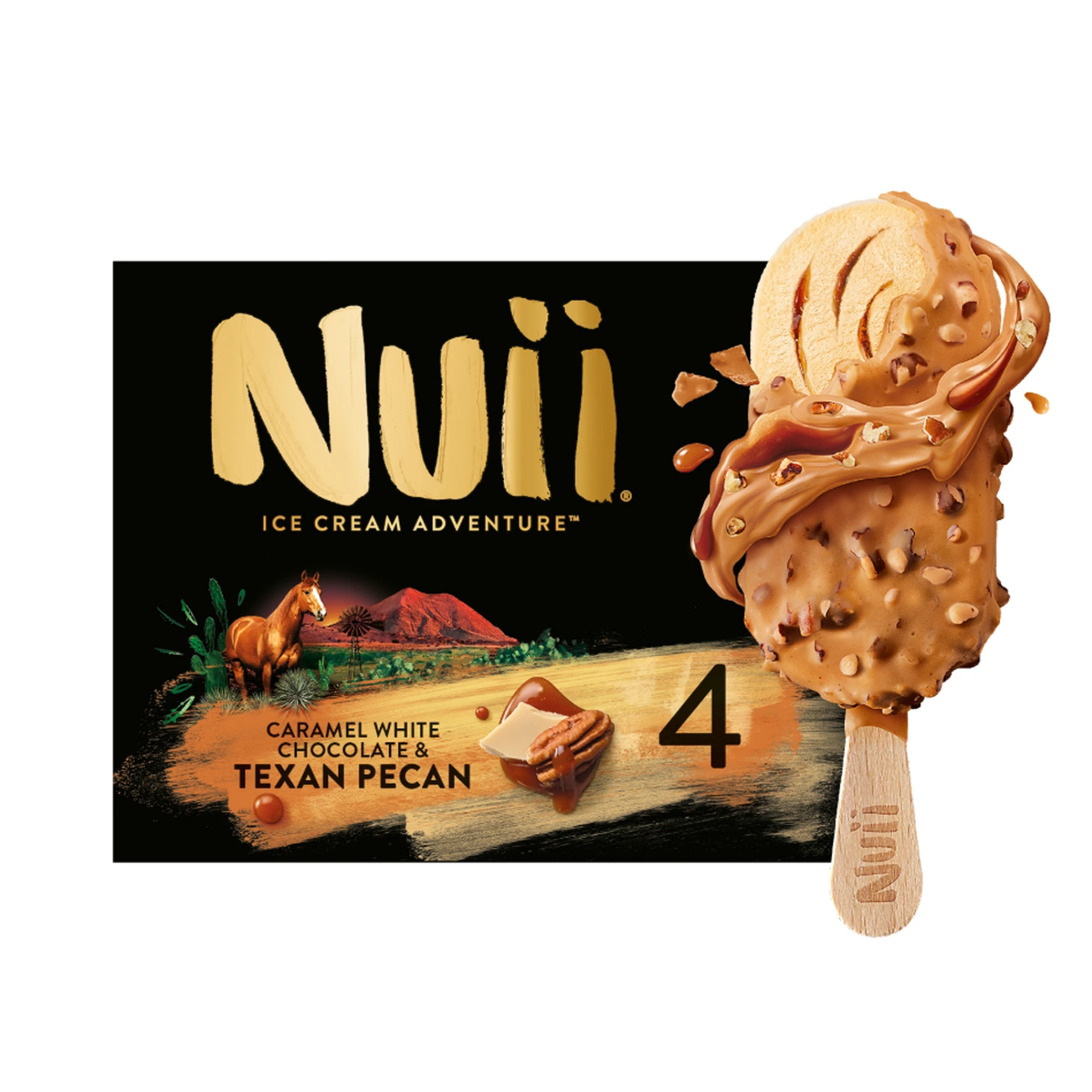 NUII Ice Cream Bars White Chocolate Caramel Pecan - 4x66g