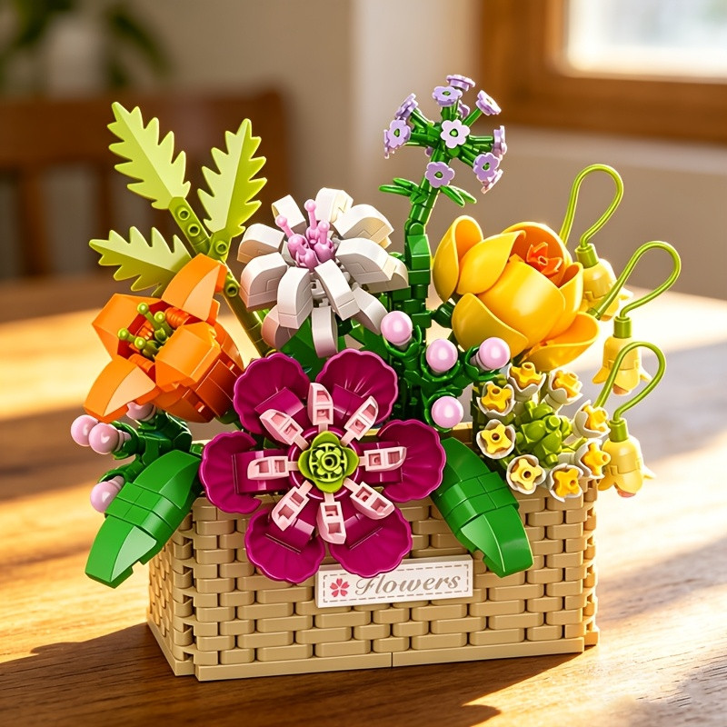 Flower basket building blocks set