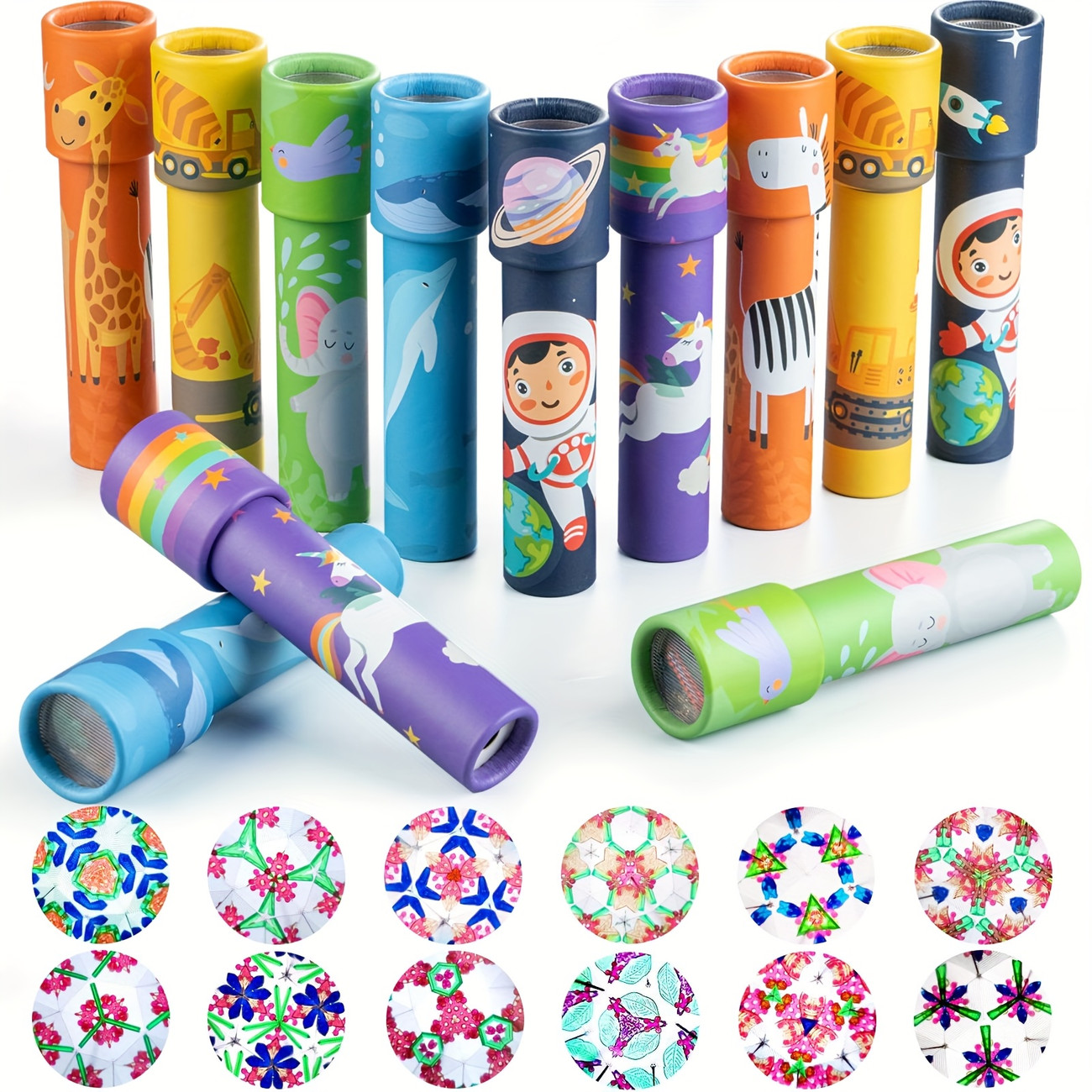 Lot de 12 kaléidoscopes magiques créatifs rotatifs