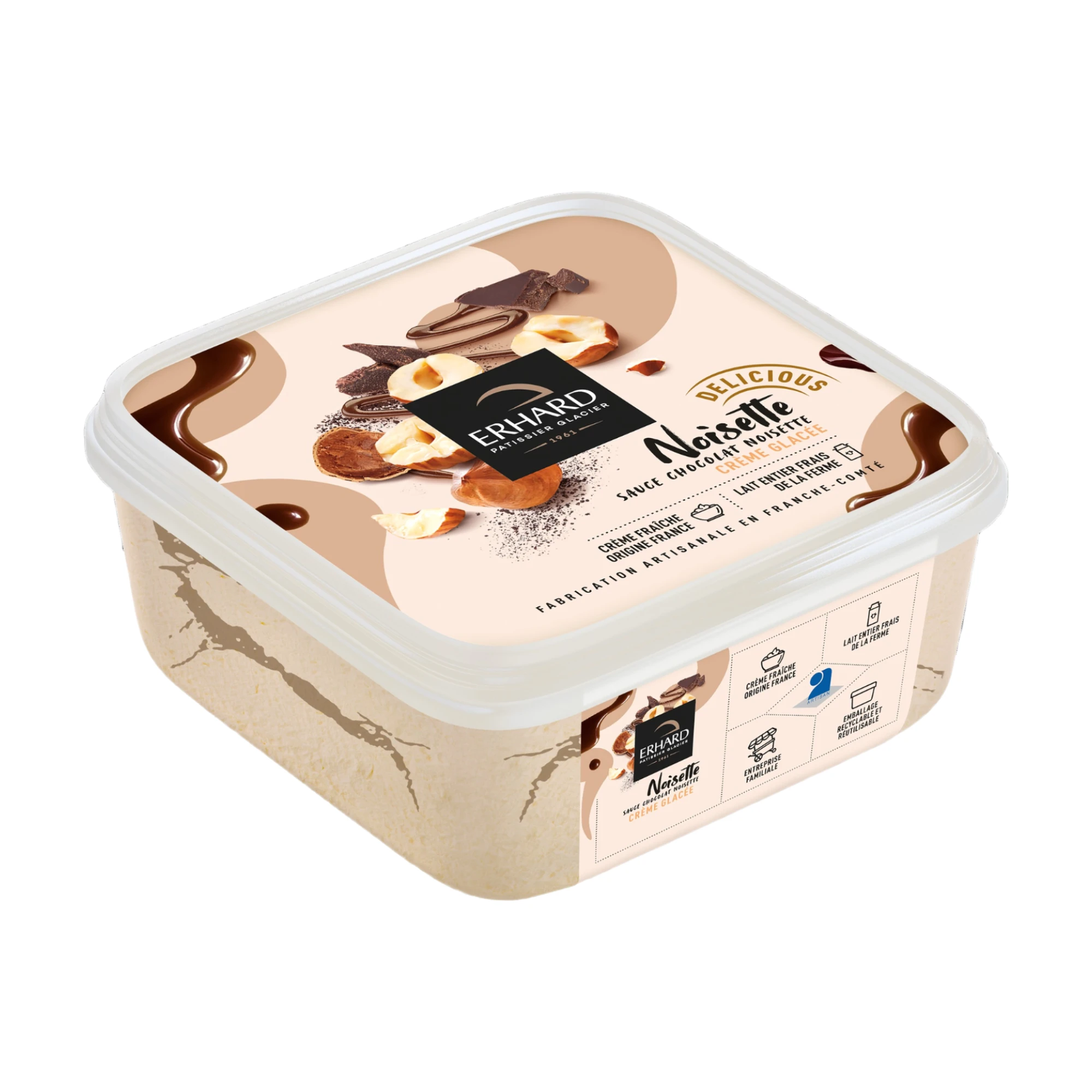 Erhard Hazelnut Ice Cream with Hazelnut Chocolate Sauce 450g